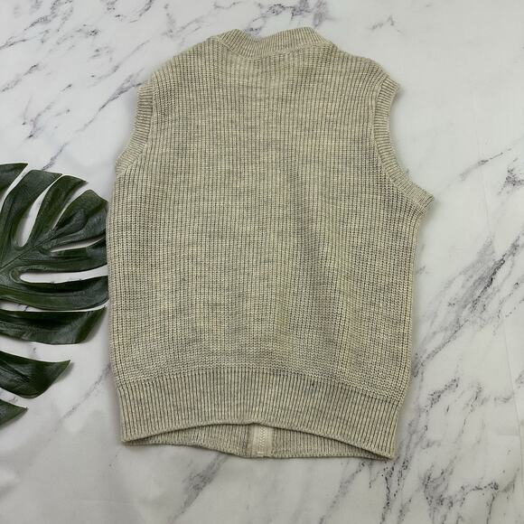 LL Bean Mens Vintage 90s High Trek Yarn Knit Sweater Vest Size L Cream Wool - Picture 6 of 9